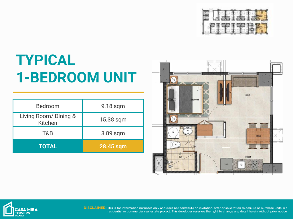 typical 1 bedroom unit